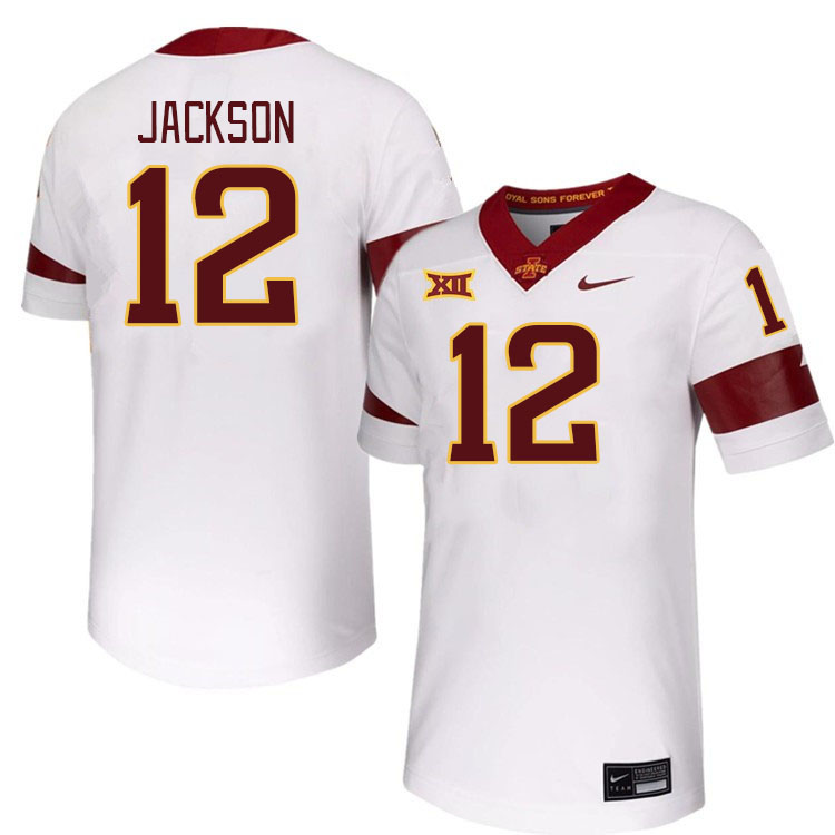 Men #12 Jaylon Jackson Iowa State Cyclones College Football Jerseys Stitched-White